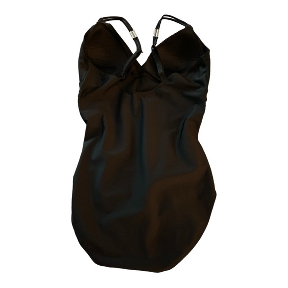 FantaSizer swimsuit, size 10, black with midriff ruching and skirt. One piece. - Picture 5 of 5